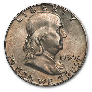 1954 Franklin Half Dollar AU 1954 Franklin Half Dollar AU
